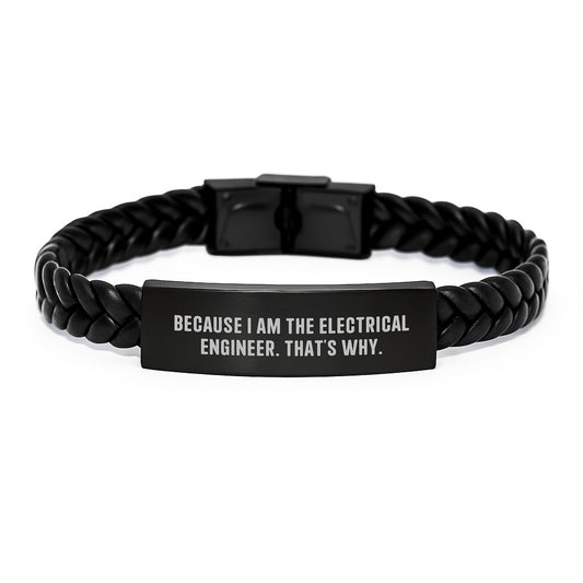 Funny Electrical Engineer Gifts for Men, Interlaced Leather Bracelet with Stainless Steel, Gifts from Family to Electrical Engineer, Christmas Unique Presents - Image 1