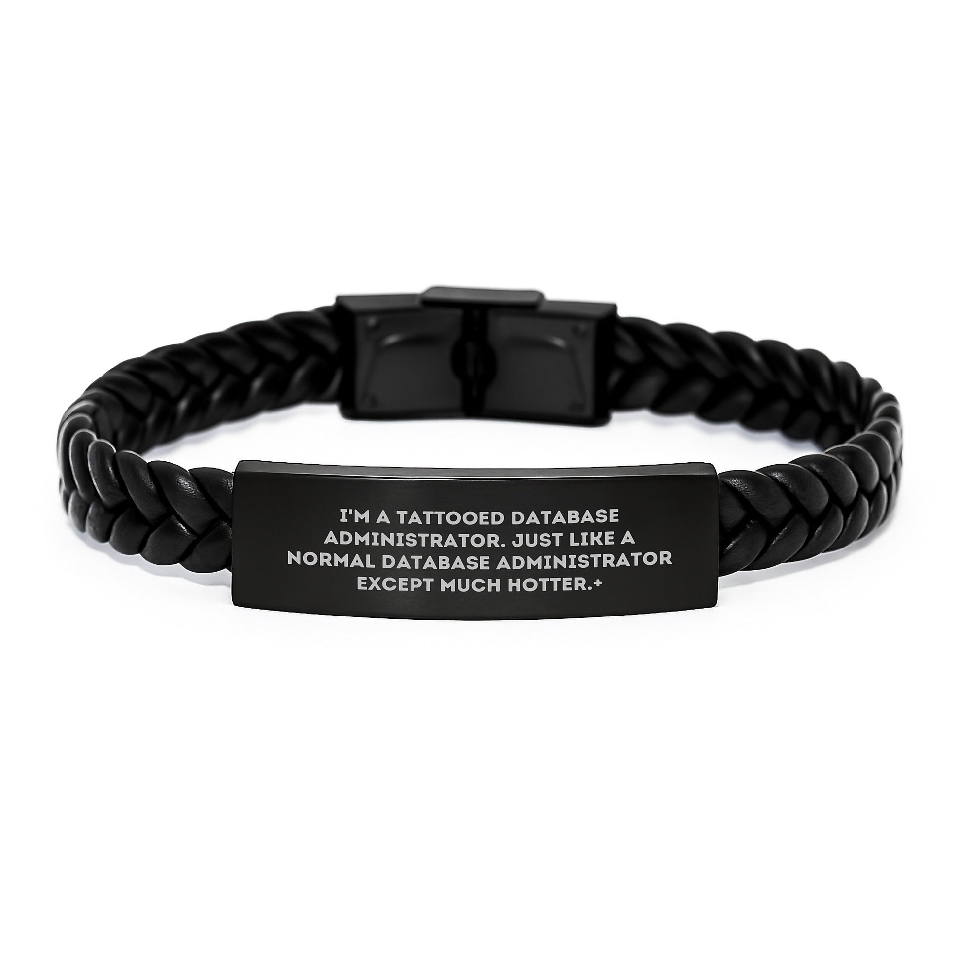 Funny Database Administrator Gifts, Interlaced Leather Bracelet for Men, Engraved Stainless Steel, Unique Christmas Unique Gifts from Coworkers to Colleagues - Image 1