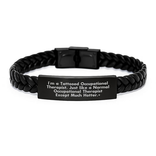 Funny Occupational Therapist Gifts for Women - Unique Interlaced Leather Bracelet, Stainless Steel & PU Leather, Perfect Occupational Therapist Christmas Unique Gifts from Friends - Image 1