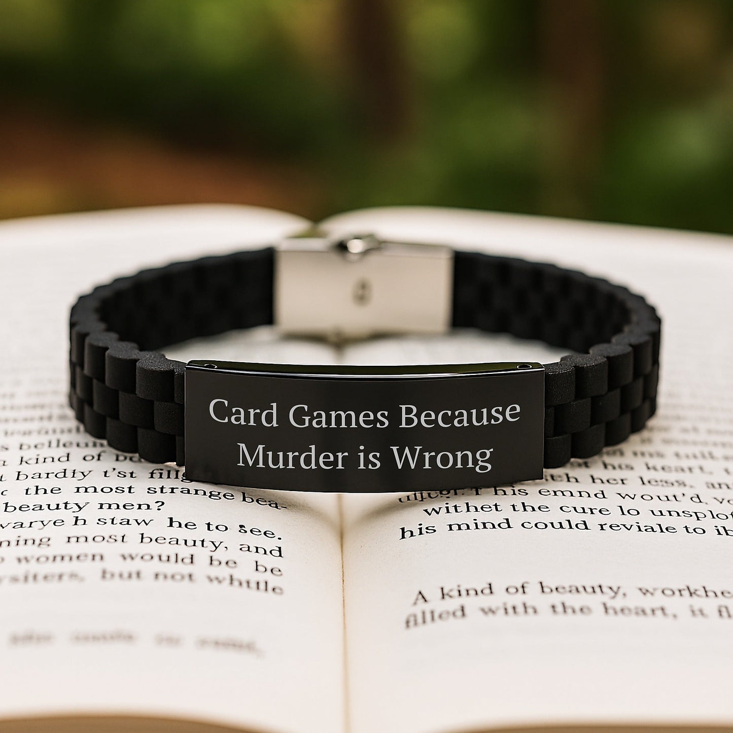 Card Games Enthusiasts Gifts from Friends for Men and Women, Funny Quote Glide lock Clasp Black Stainless Steel Silicone Adjustable Graduation Unique Gifts - The Buy Boom