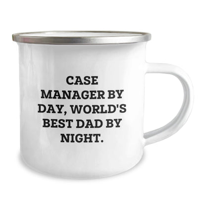Case Manager Gifts from Friends - Funny 'Case Manager By Day, World's Best Dad By Night.' Camping Mug for Graduation - The Buy Boom