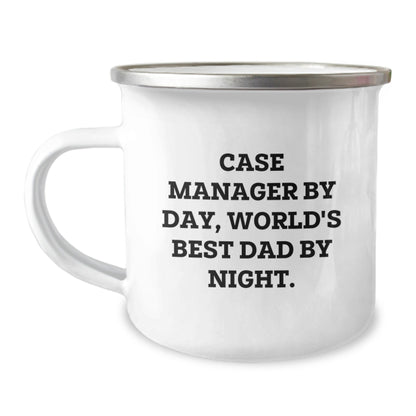 Case Manager Gifts from Friends - Funny 'Case Manager By Day, World's Best Dad By Night.' Camping Mug for Graduation - The Buy Boom