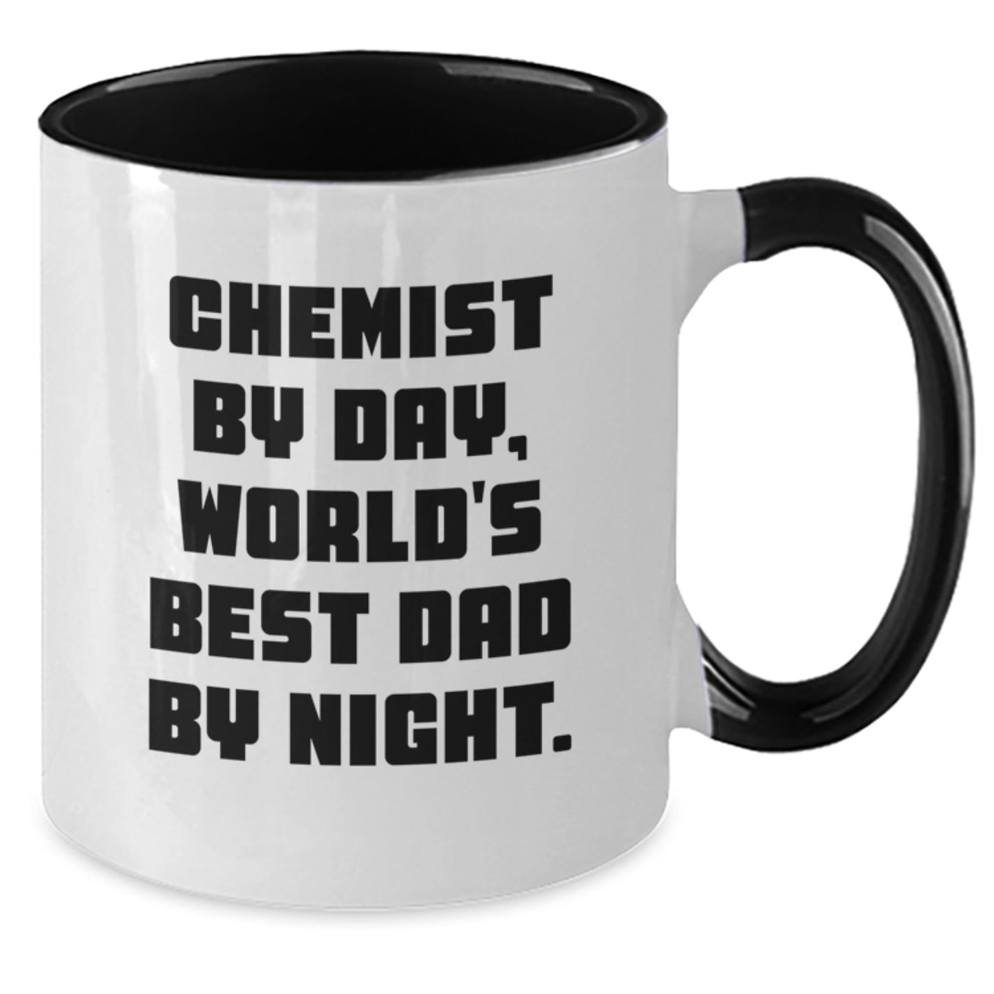 Chemist Gifts from Men - Funny Two Tone Coffee Mug, Graduation Unique Gifts, 'Chemist By Day, World's Best Dad By Night.' Quote, 11oz Ceramic Mug - The Buy Boom