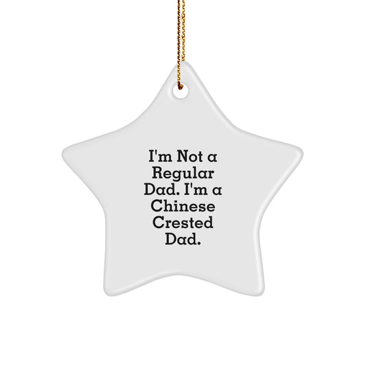 Chinese Crested Dog Dad Funny Christmas Star Ornament Gifts for Him from Family, Unique Star Shaped Decorations for Home, Office, or Room, I'm Not A Regular Dad. - The Buy Boom