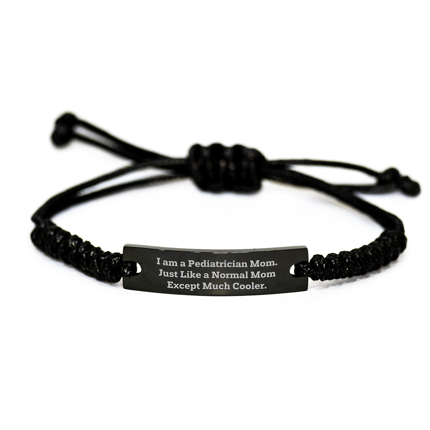 Christmas Unique Gifts for Pediatrician Mom Rope Bracelet Funny Quote Black Stainless Steel - The Buy Boom