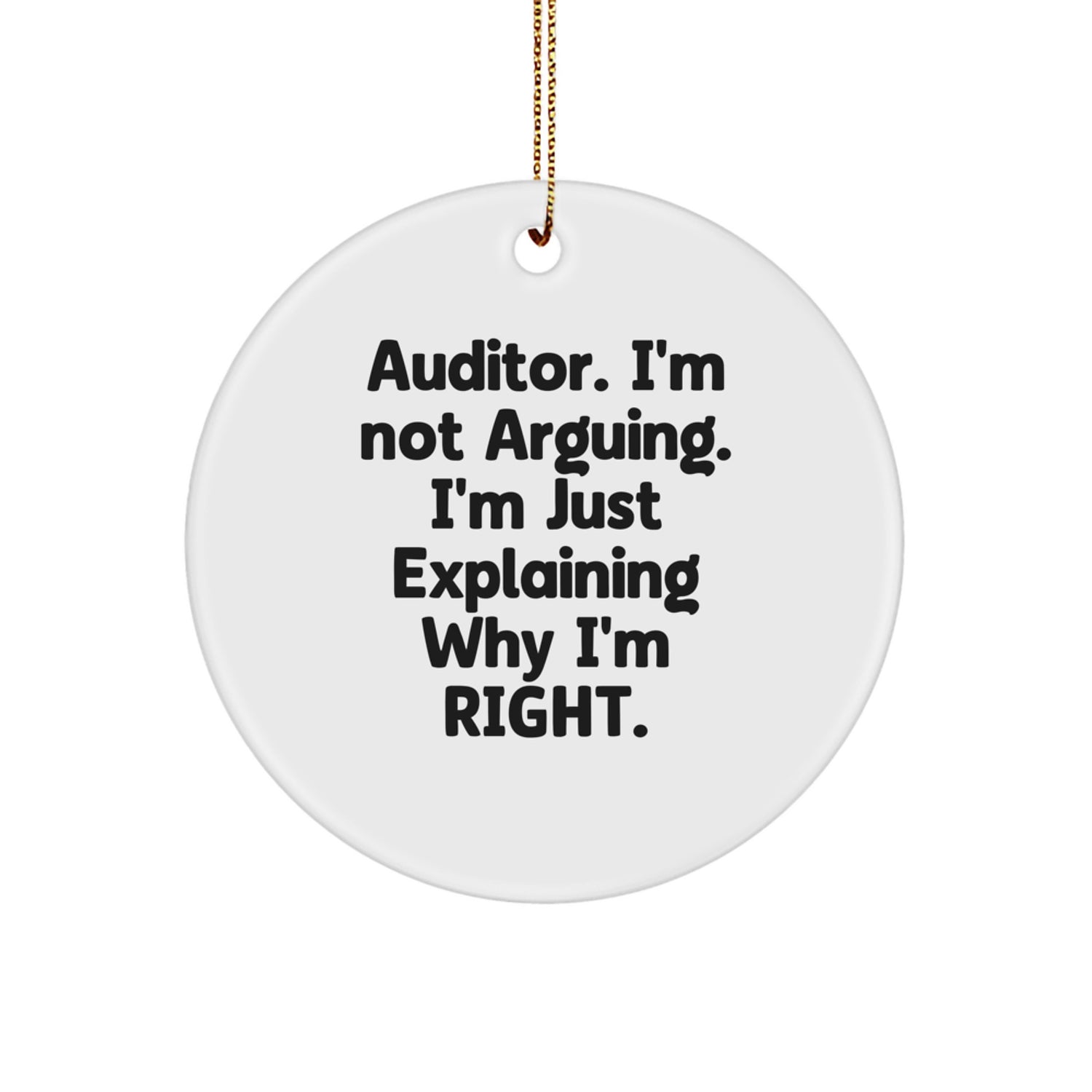 Funny Auditor Gifts for Men, Unique Circle Ornament from Friends for Auditor, Christmas Decorations with I'm Not Arguing, I'm Just Explaining Why I'm Right Quote - Image 1