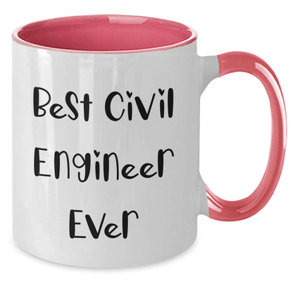 Civil Engineer Gifts from Friends - Best Civil Engineer Ever Quote, Funny Two Tone Coffee Mug for Graduation - The Buy Boom