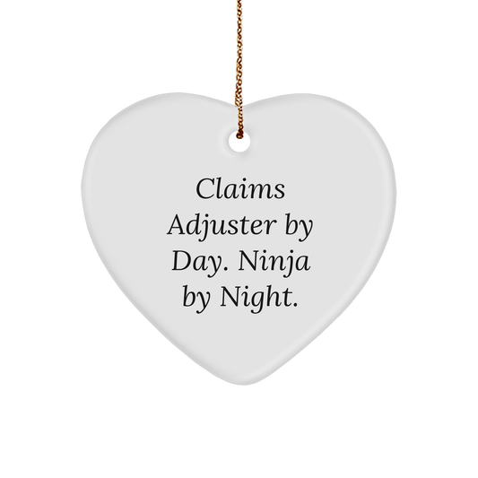 Claims Adjuster Gifts: Heart Ornament by Day, Ninja by Night., Christmas Unique Gifts from Family to Claims Adjuster - The Buy Boom