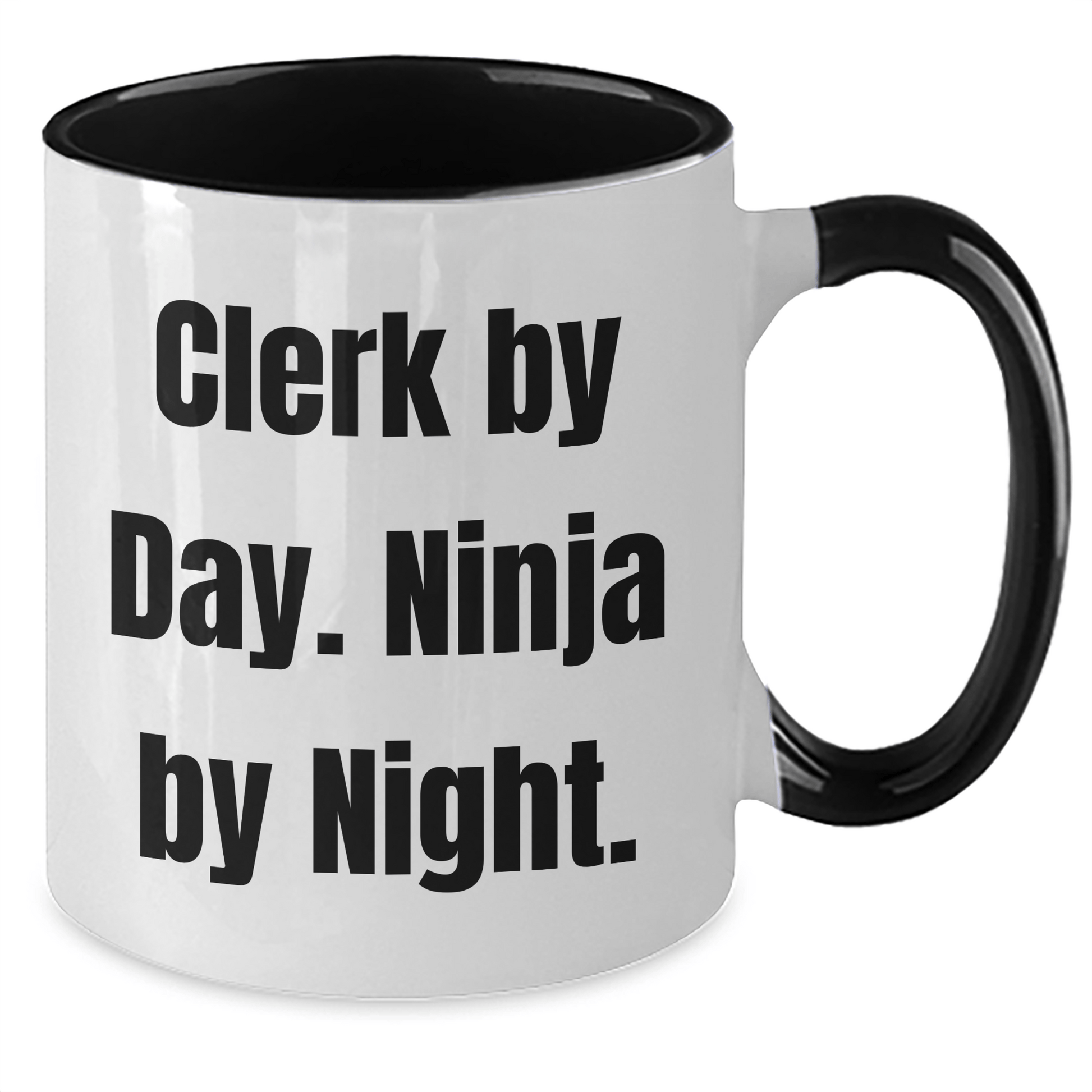 Clerk By Day Funny Ninja By Night Gifts From Family For Clerks Two Tone Coffee Mug - The Buy Boom