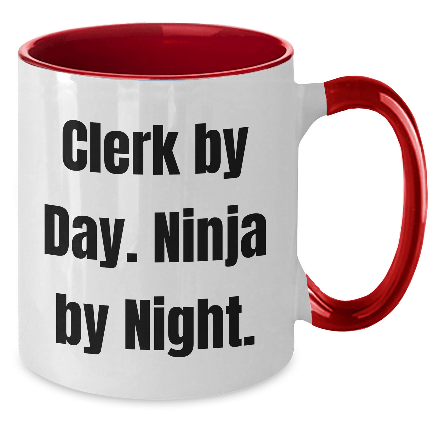 Clerk By Day Funny Ninja By Night Gifts From Family For Clerks Two Tone Coffee Mug - The Buy Boom