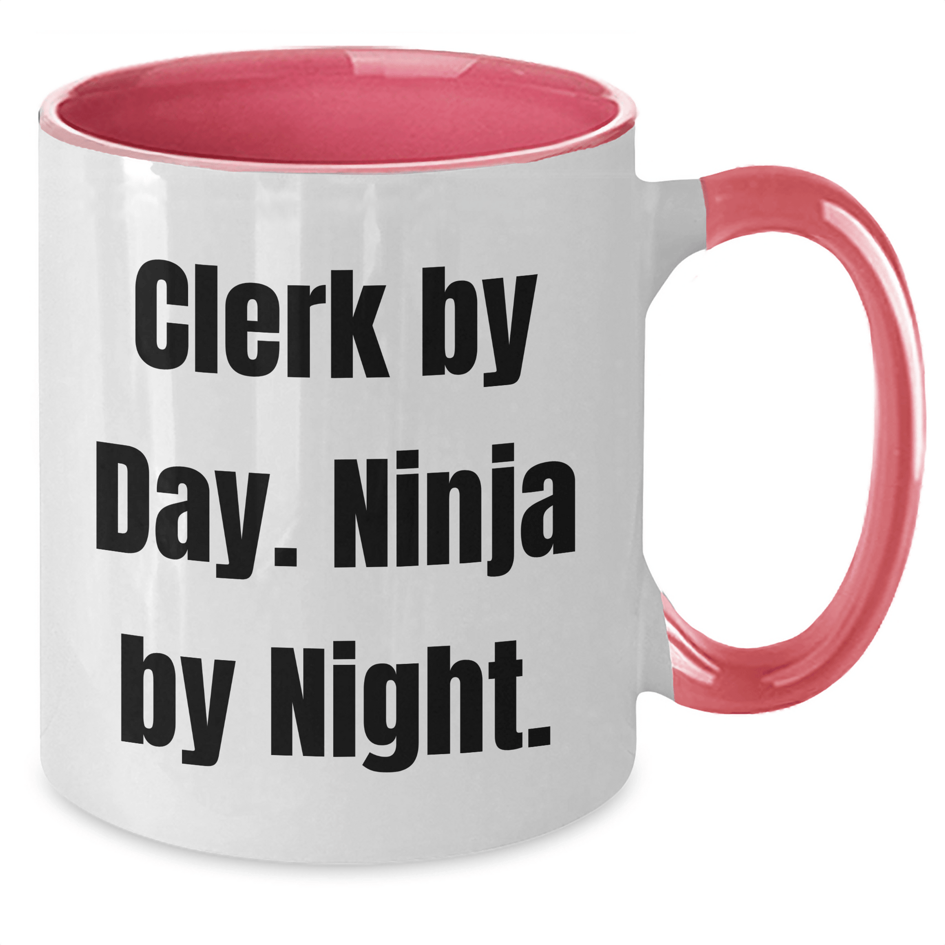 Clerk By Day Funny Ninja By Night Gifts From Family For Clerks Two Tone Coffee Mug - The Buy Boom