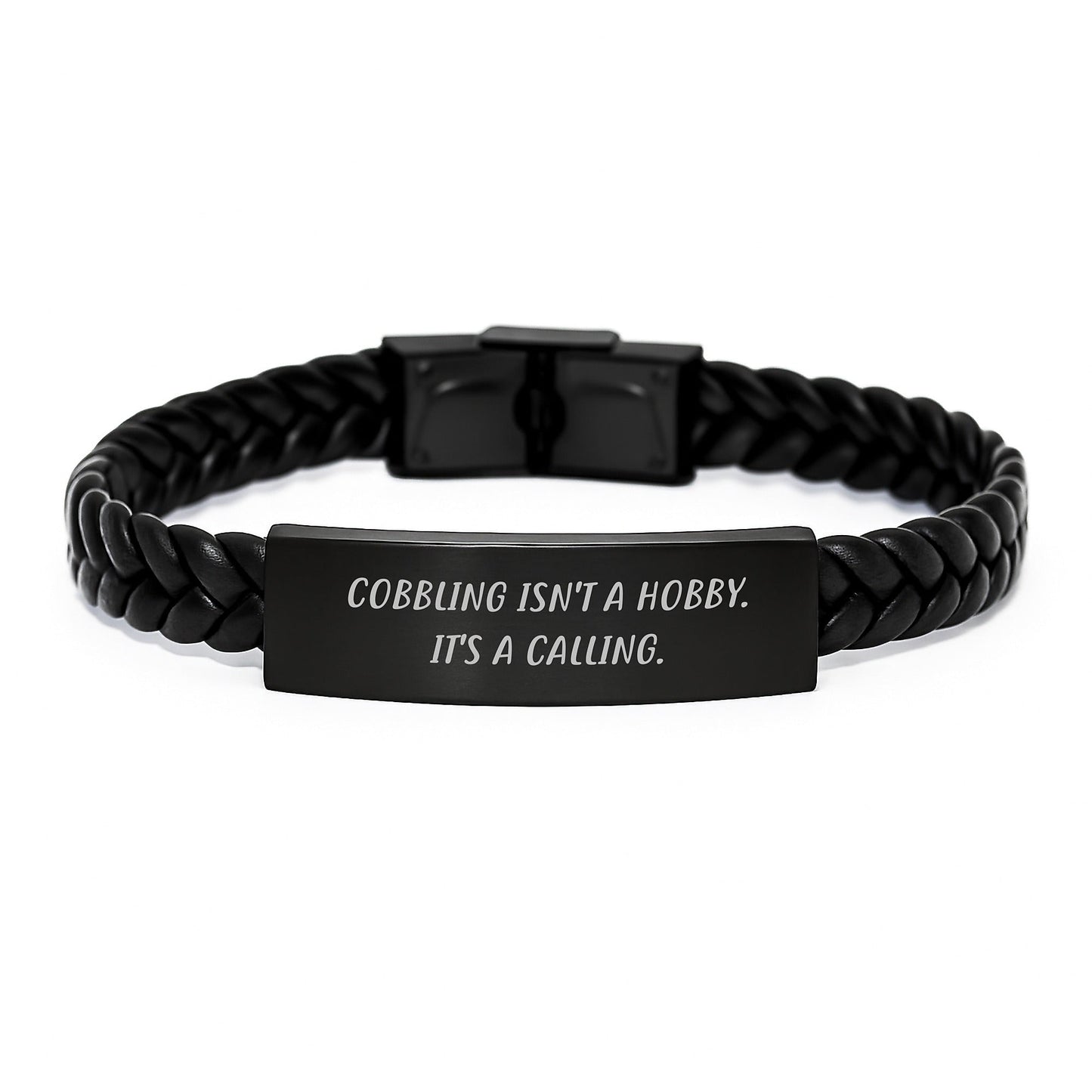 Cobbling Enthusiast Gifts from Friends to Men, Women, and Family Members - 'Cobbling Isn't A Hobby. It's A Calling.' Unique Christmas Unique Gifts for Cobbling Lovers with Interlaced Leather Bracelet - The Buy Boom