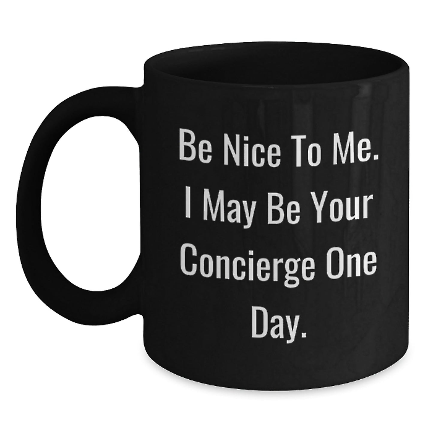 Concierge Gifts from Friends, Be Nice to Me, Black Coffee Mug for Birthday, Funny Quote - The Buy Boom