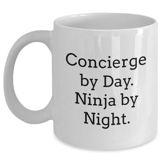 Concierge Gifts from Men, Gifts for Concierge By Day. Ninja By Night. - Funny White Coffee Mug for Father's Day - The Buy Boom