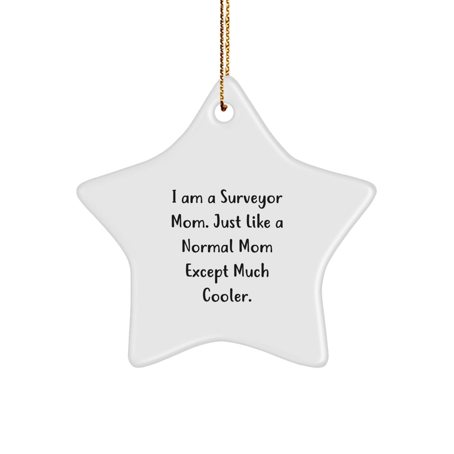 Cool Surveyor Mom Gifts from Family for Christmas Unique Star Ornaments - Funny Star Shaped White Decorations - The Buy Boom