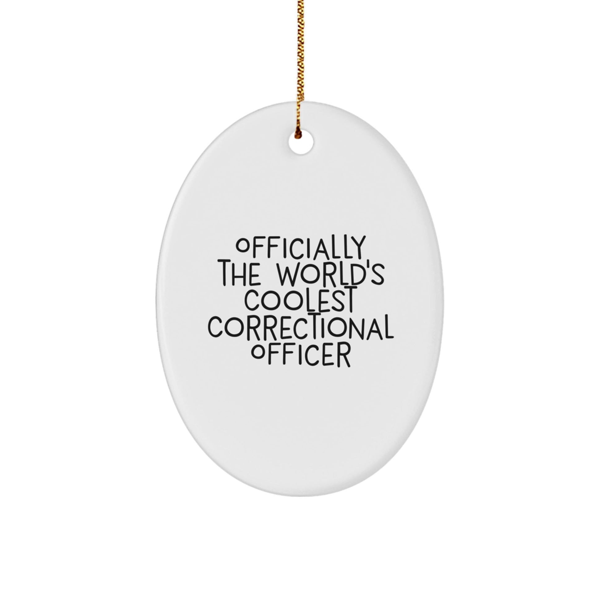 Correctional Officer Gifts from Friends Christmas Unique Oval Ornament - 'Officially The World's Coolest Correctional Officer' Funny Quote - The Buy Boom
