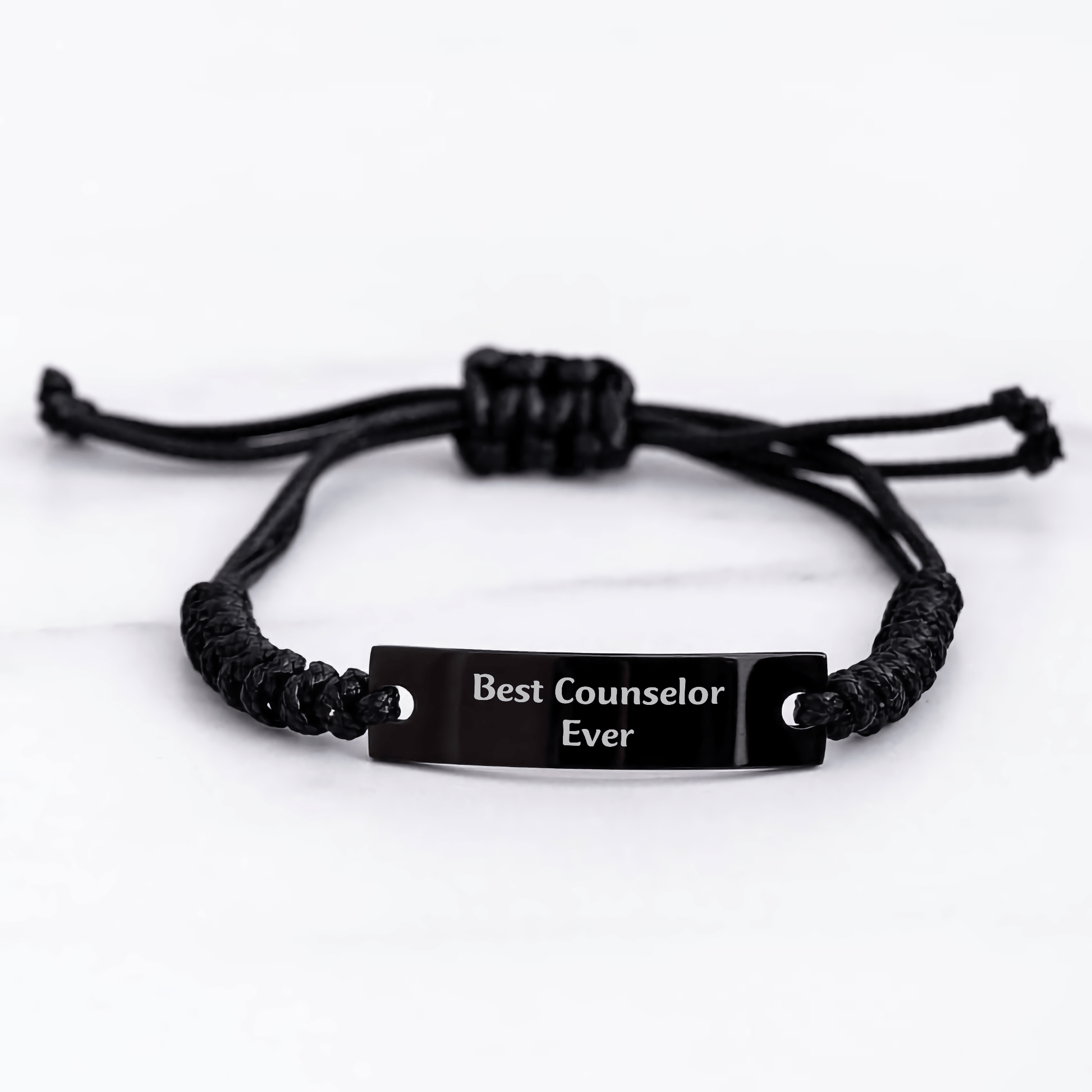 Counselor Gifts for Best Counselor Ever, Funny Graduation Rope Bracelet from Friends, Adjustable Black Stainless Steel with Interlaced Rope, Perfect for Family, Coworkers, or Men - The Buy Boom