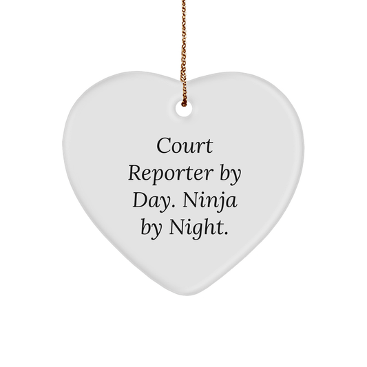 Court Reporter By Day. Ninja By Night. White Heart Ornament Gifts for Court Reporters Christmas Unique Gifts from Friends - The Buy Boom