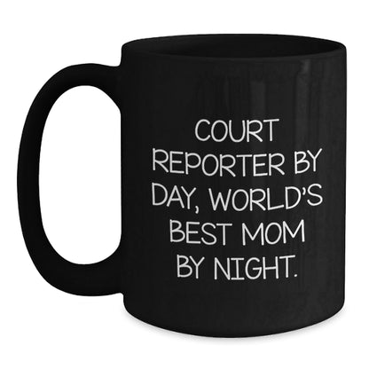 Court Reporter Gifts, Funny Quote Coffee Mug for Birthday, 'Court Reporter By Day, World's Best Mom By Night.' Gifts from Mom to Court Reporter - The Buy Boom