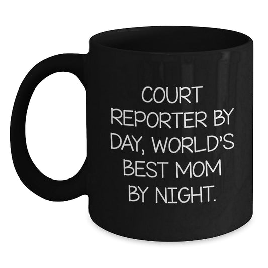 Court Reporter Gifts, Funny Quote Coffee Mug for Birthday, 'Court Reporter By Day, World's Best Mom By Night.' Gifts from Mom to Court Reporter - The Buy Boom