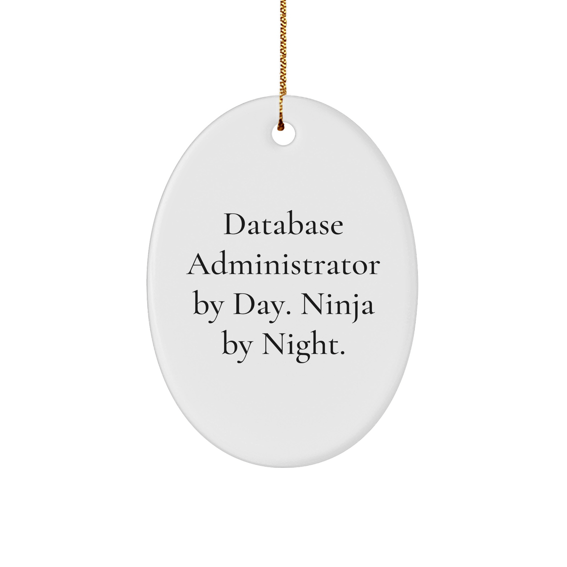 Database Administrator Gifts by Day, Ninja by Night Oval Ornament with Funny Quote, Christmas Unique Gifts for Men or Women Friends Coworkers Family - The Buy Boom