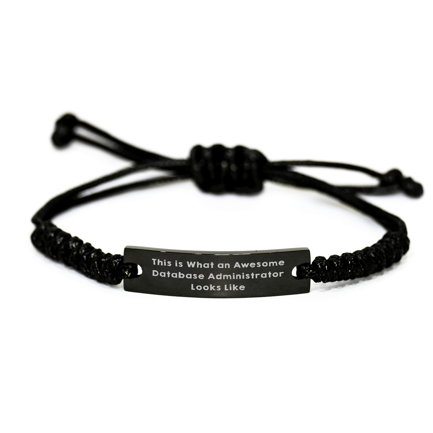 Database Administrator Gifts, Funny Quote Rope Bracelet, Adjustable Black Stainless Steel with Interlaced Rope, Gifts from Friends and Family for Father's Day, Gifts for Database Administrator Men - The Buy Boom