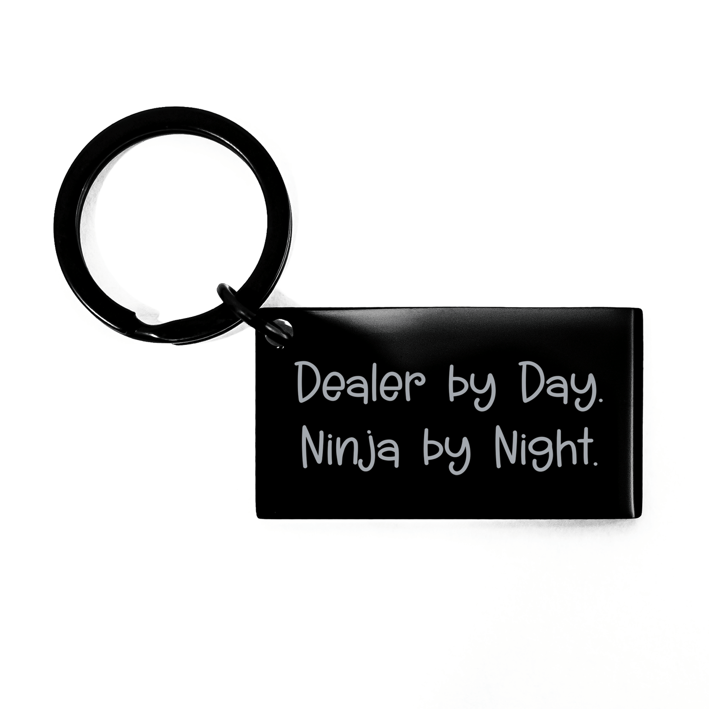 Dealer Gifts for Men - Keychain with Funny Quote 'Dealer By Day. Ninja By Night.' for Father's Day from Friends - Engraved Stainless Steel Keychain - The Buy Boom