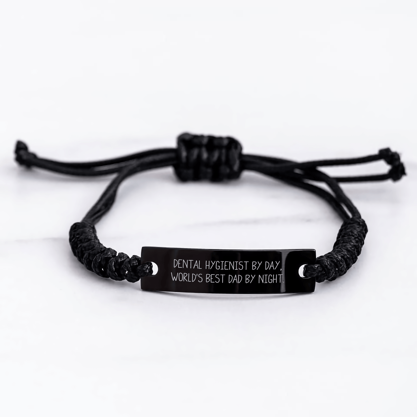 Dental Hygienist Gifts, Funny Quote, Black Rope Bracelet, Adjustable, Father's Day Unique Gifts for Men from Family - The Buy Boom
