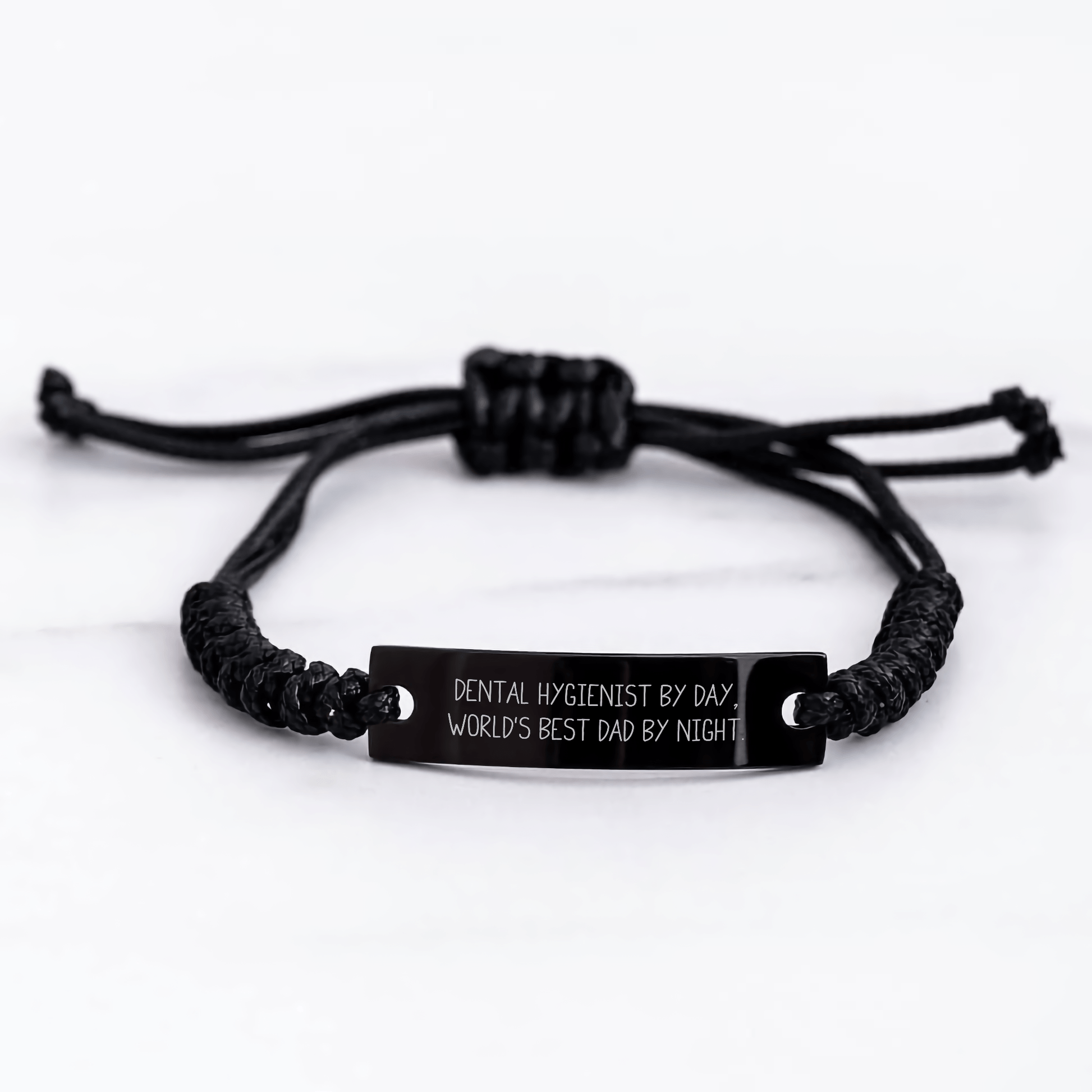Dental Hygienist Gifts, Funny Quote, Black Rope Bracelet, Adjustable, Father's Day Unique Gifts for Men from Family - The Buy Boom