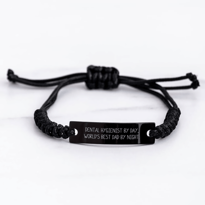 Dental Hygienist Gifts, Funny Quote, Black Rope Bracelet, Adjustable, Father's Day Unique Gifts for Men from Family - The Buy Boom