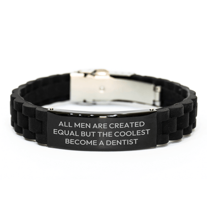 Dentist Gifts from Men - Funny Quote Glide lock Clasp Bracelet, Adjustable 9.05 - inch Black Stainless Steel and Silicone, Father's Day Unique Gift for Him - The Buy Boom