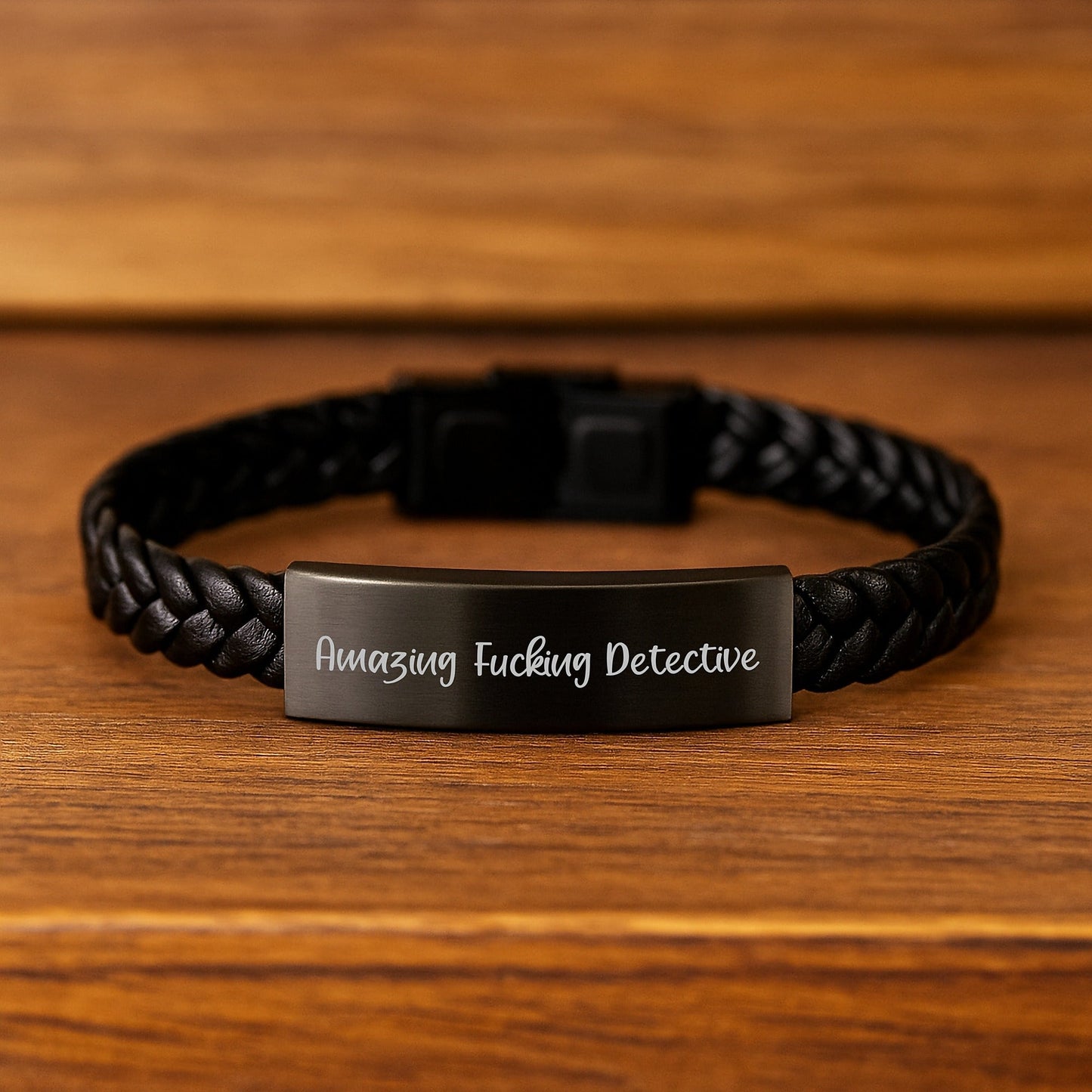 Detective Gifts for Men from Friends Birthday Unique Interlaced Leather Bracelets with Funny Quote 'Amazing F - king Detective' - The Buy Boom