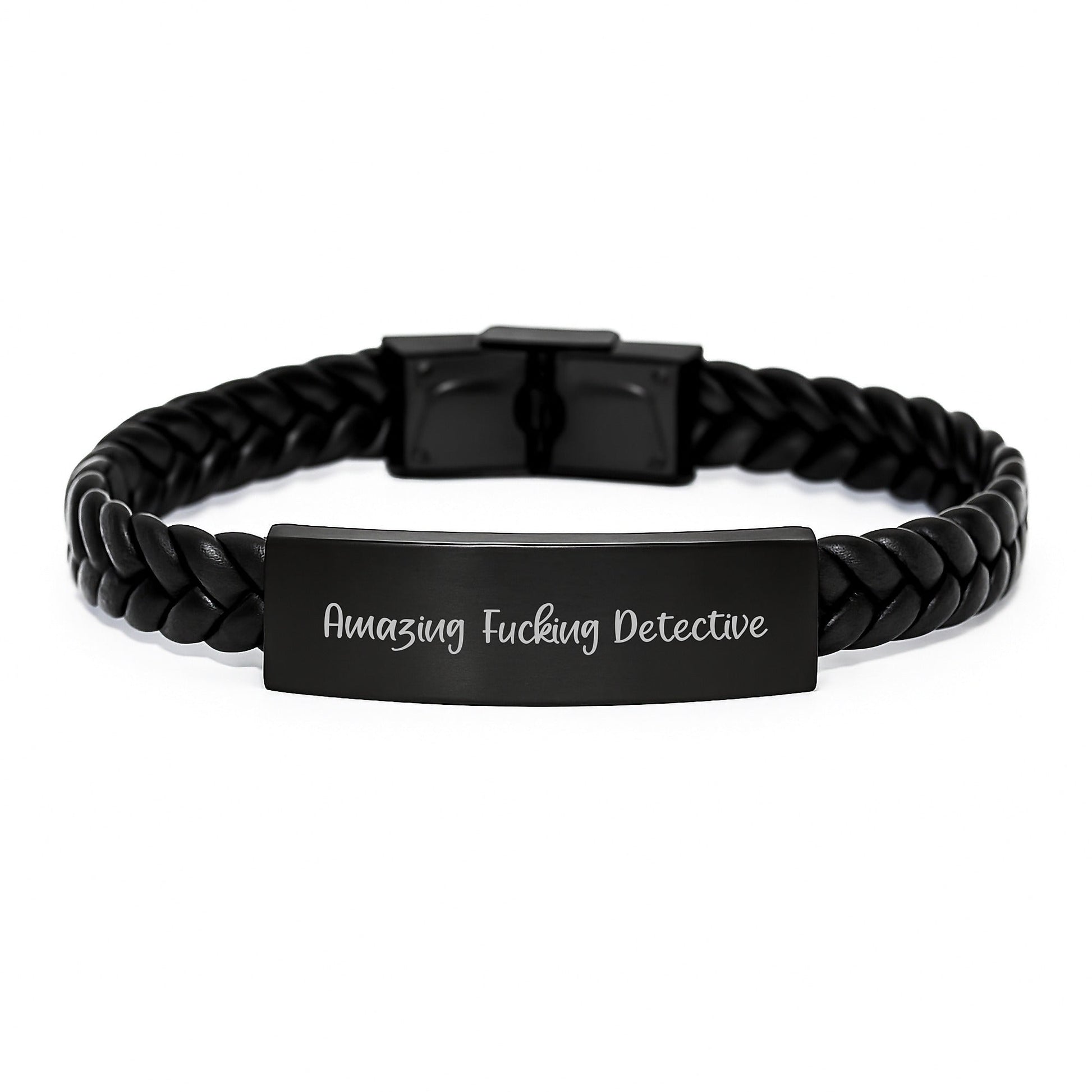 Detective Gifts for Men from Friends Birthday Unique Interlaced Leather Bracelets with Funny Quote 'Amazing F - king Detective' - The Buy Boom