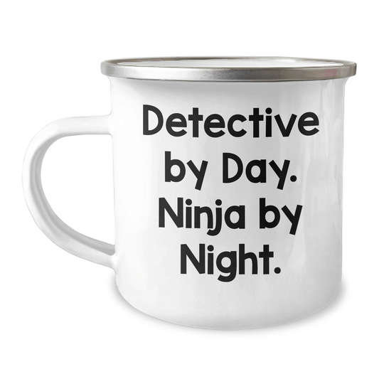 Detective Gifts for Men, Funny Camping Mug, 'Detective By Day. Ninja By Night.' Quote, Father's Day Unique Gifts from Men - The Buy Boom