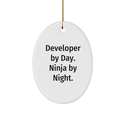 Developer By Day Ninja By Night Oval Ornament Gifts for Friends and Family this Christmas - The Buy Boom