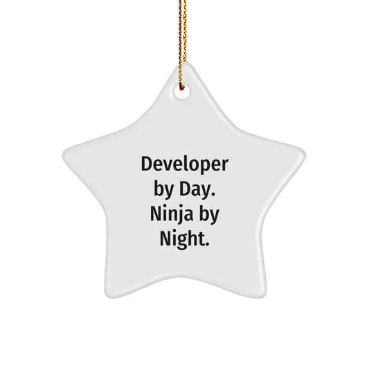 Developer Gifts by Day, Ninja Gifts by Night - Star Ornament for Christmas - Funny Quote - The Buy Boom