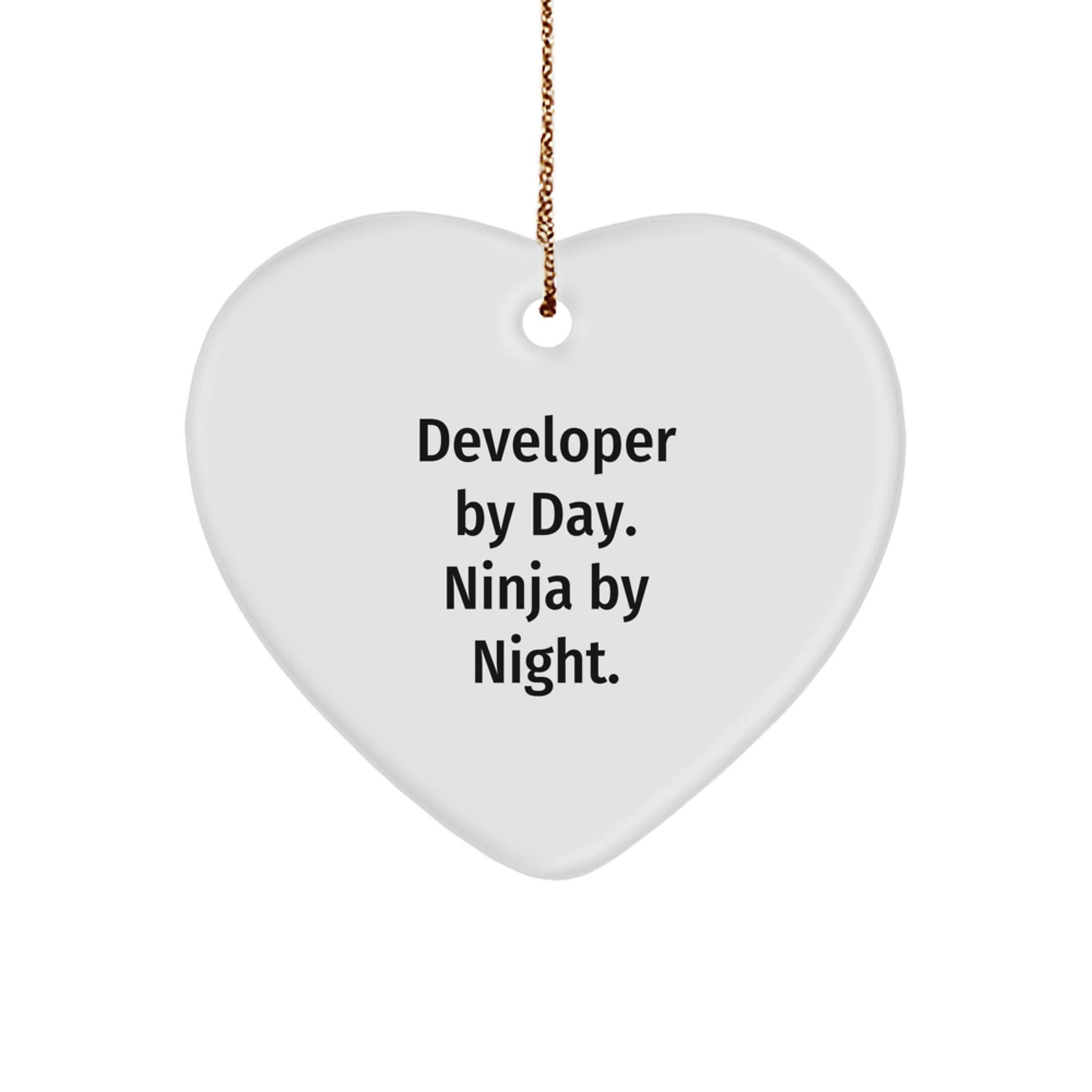Developer Gifts from Friends - Heart Ornament with Funny Quote 'Developer By Day. Ninja By Night.' - Unique Christmas Unique Gifts for Men, Women, or Coworkers - The Buy Boom