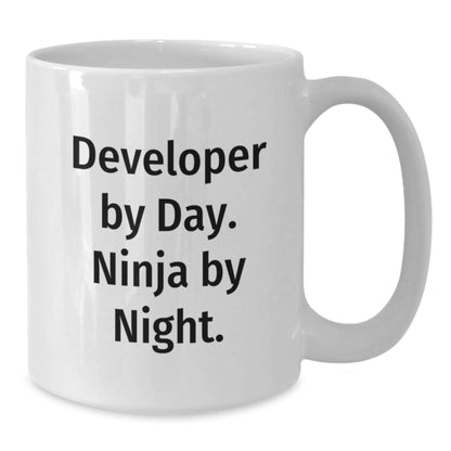 Developer Gifts, Funny White Coffee Mug, 'Developer By Day. Ninja By Night.' Quote, Graduation Unique Gifts from Friends, Celebrate with a Smile - The Buy Boom