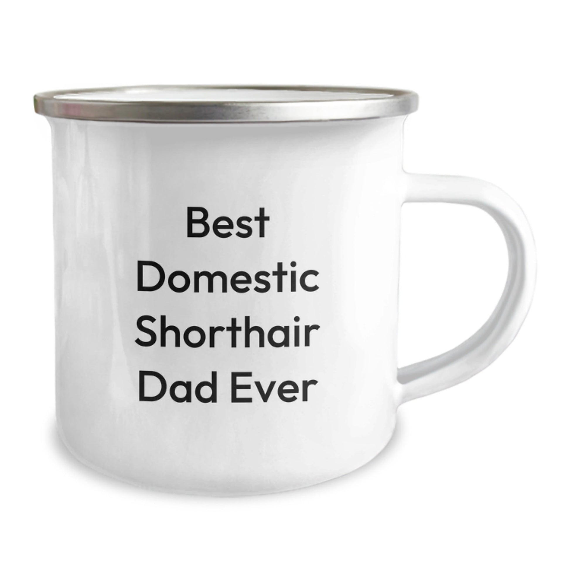 Domestic Shorthair Cat Camping Mug Gifts for Men from Best Dad Ever Funny Quote, 12 oz Stainless Steel, Enamel Finish, Unique Graduation Present - The Buy Boom