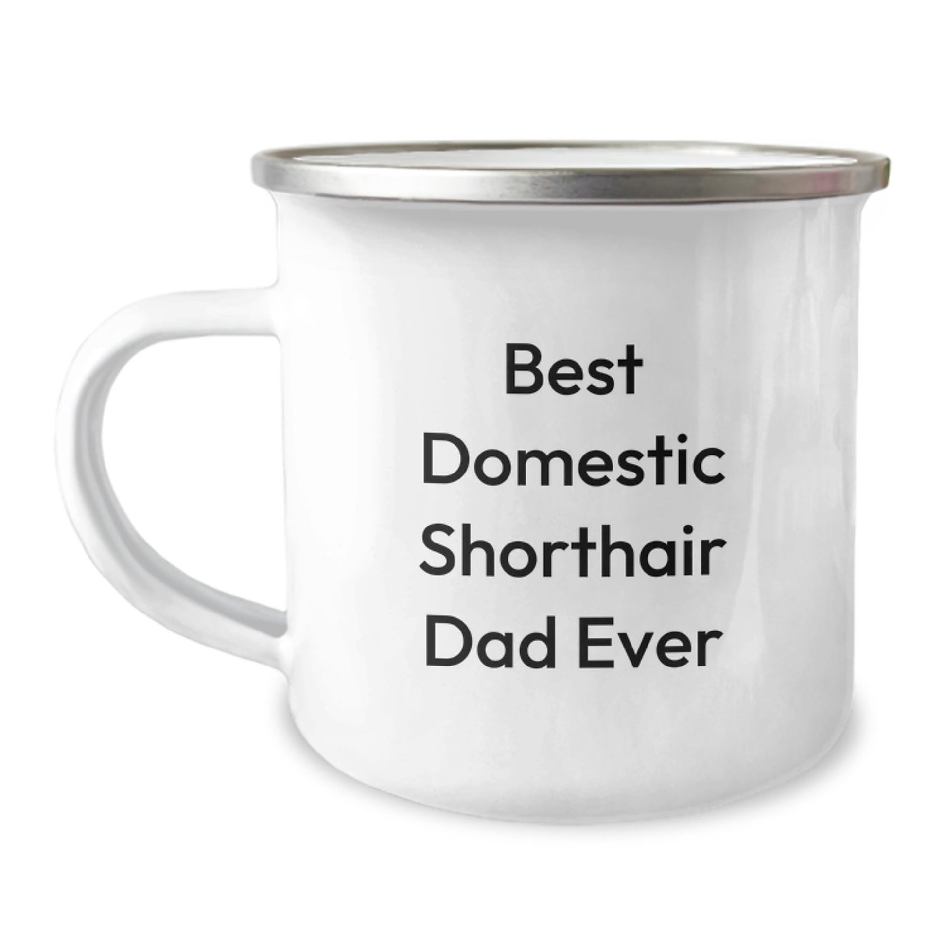 Domestic Shorthair Cat Camping Mug Gifts for Men from Best Dad Ever Funny Quote, 12 oz Stainless Steel, Enamel Finish, Unique Graduation Present - The Buy Boom
