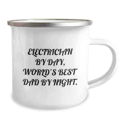Electrician Gifts, Funny Camping Mug, 'Electrician By Day, World's Best Dad By Night.' - Unique Birthday Unique Gifts from Friends to Electrician - The Buy Boom