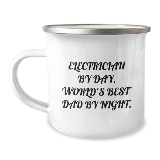 Electrician Gifts, Funny Camping Mug, 'Electrician By Day, World's Best Dad By Night.' - Unique Birthday Unique Gifts from Friends to Electrician - The Buy Boom