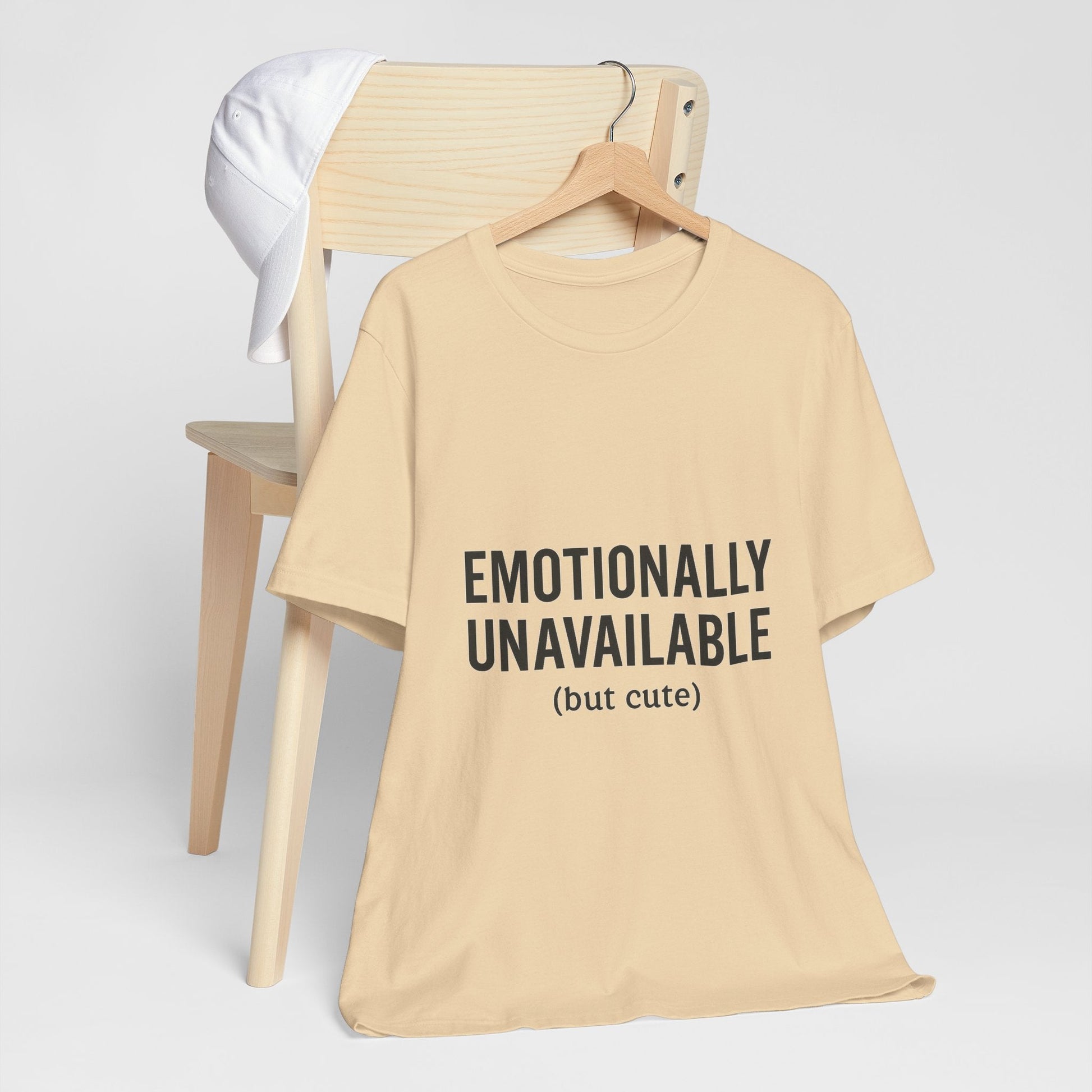 Emotionally Unavailable (but Cute) Tee | Funny Unisex T-Shirt for Sarcastic Souls | Trendy Graphic Shirt | Gift for Friends or Couples - The Buy Boom