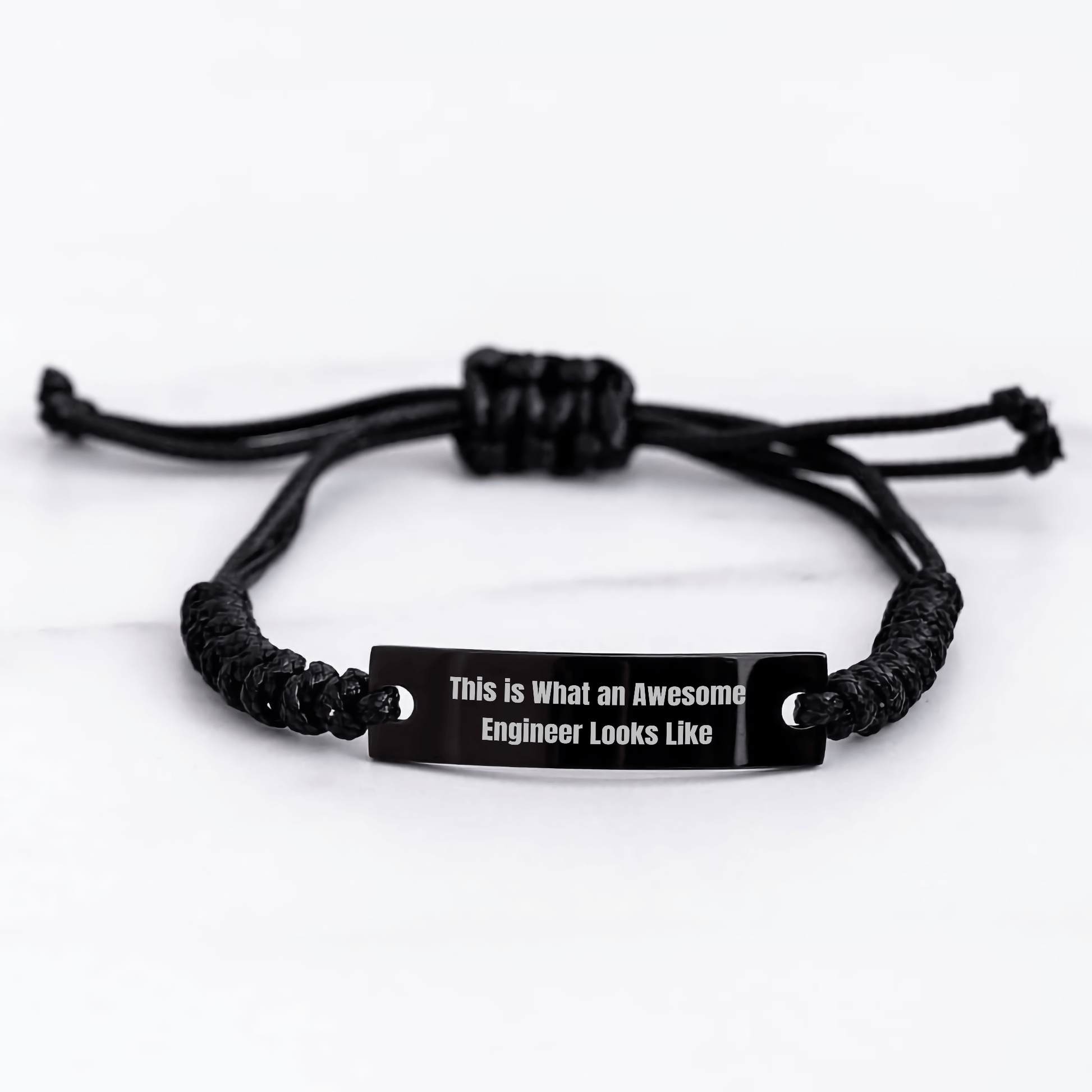 Engineer Gifts from Men - 'This Is What An Awesome Engineer Looks Like' Rope Bracelet for Father's Day - Adjustable Black Stainless Steel with Interlaced Rope - The Buy Boom