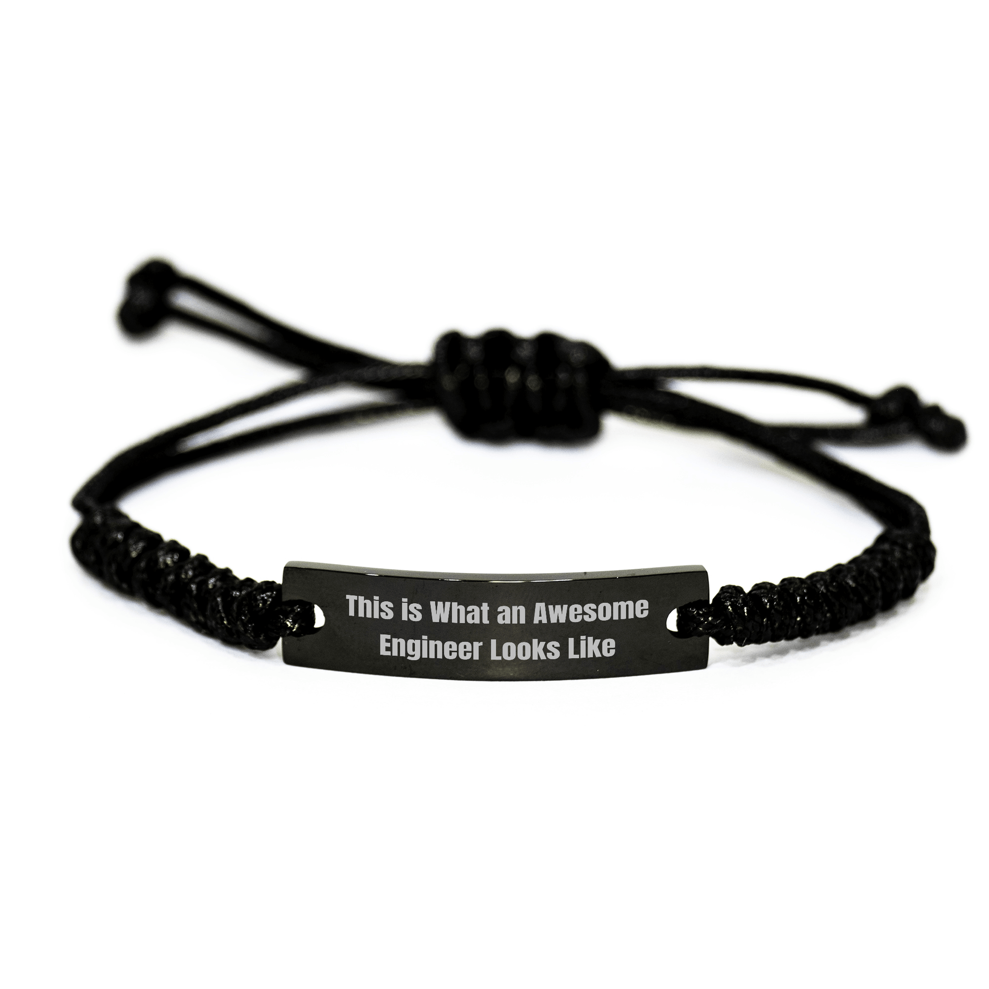 Engineer Gifts from Men - 'This Is What An Awesome Engineer Looks Like' Rope Bracelet for Father's Day - Adjustable Black Stainless Steel with Interlaced Rope - The Buy Boom