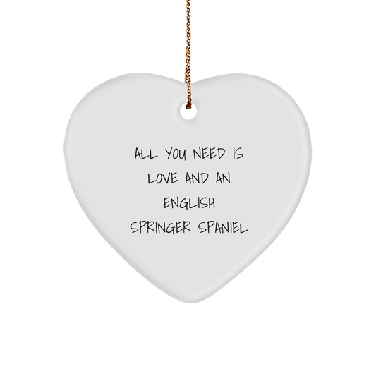 English Springer Spaniel Dog Love Gifts from Family, Friends, or Coworkers - All You Need Is Love And An English Springer Spaniel, Heart Ornament for Christmas - The Buy Boom