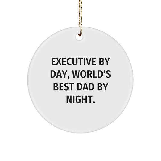 Executive Gifts from Friends and Family - World's Best Dad Circle Ornament, Funny Quote, Christmas Unique Gifts - The Buy Boom