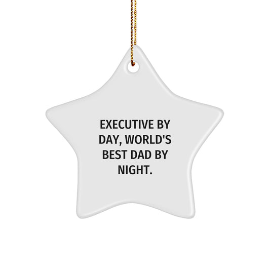 Executive Gifts from Men, Star Ornament for Executive, 'Executive By Day, World's Best Dad By Night.' Christmas Unique Gift for Family - The Buy Boom