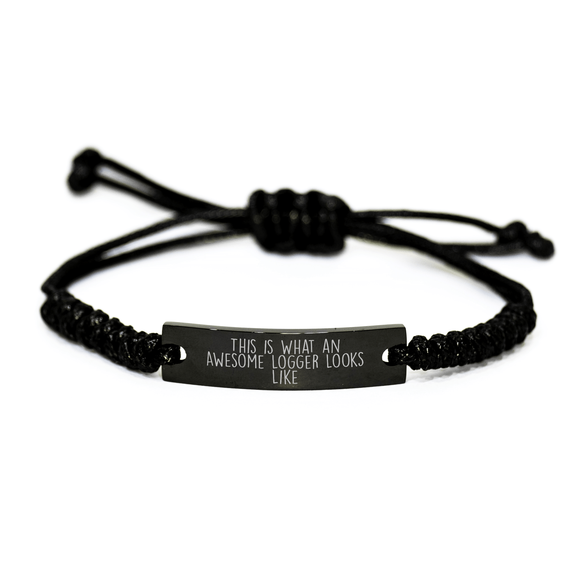 Father's Day Unique Gift Ideas for Logger Men - Inspirational Rope Bracelet with Quote 'This Is What An Awesome Logger Looks Like' - Adjustable Black Rope Gift from Dad to Logger Friends - The Buy Boom