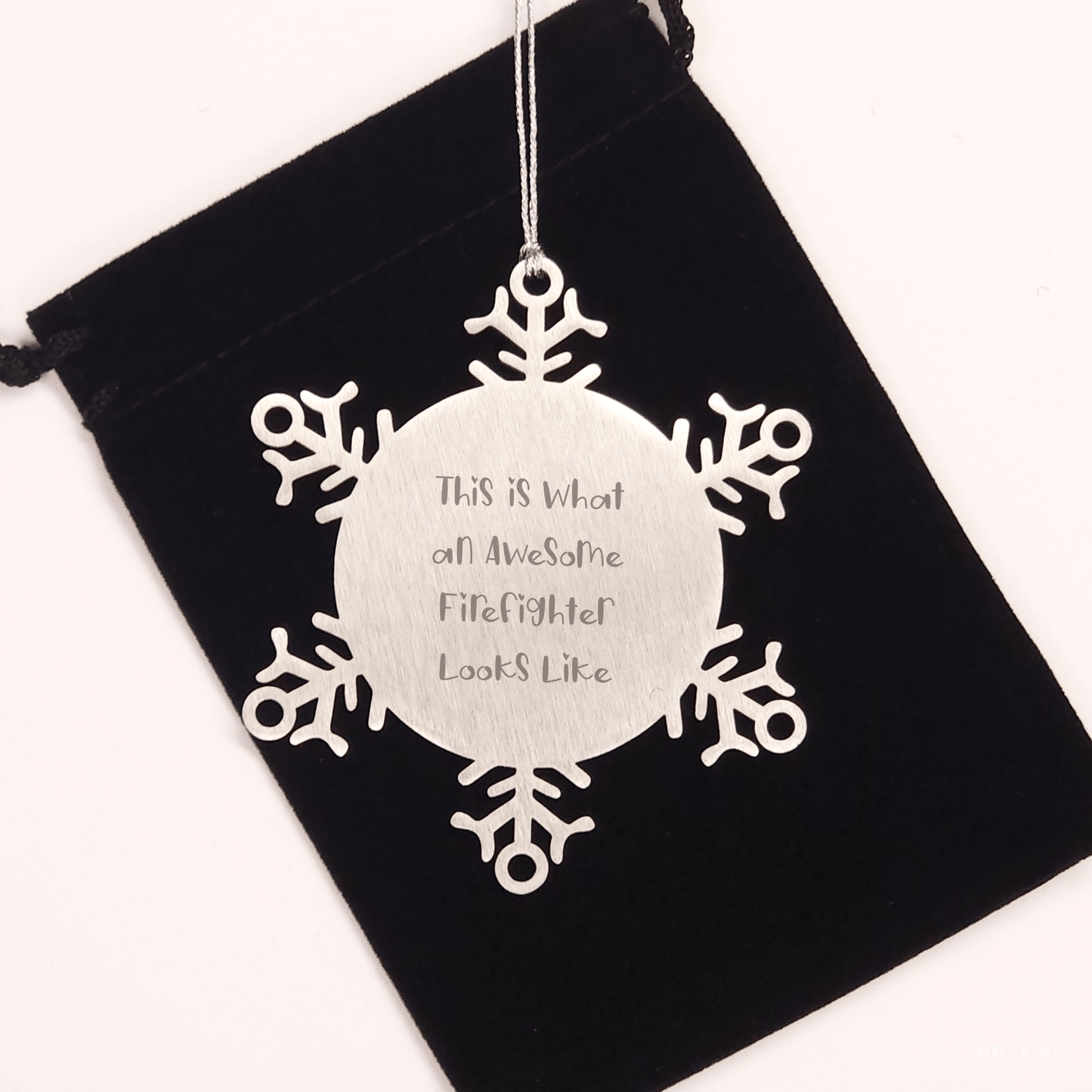 Firefighter Gifts from Friends, Snowflake Ornament for Men, Christmas Unique Snowflake Ornaments with Inspirational Quote 'This Is What An Awesome Firefighter Looks Like' - The Buy Boom